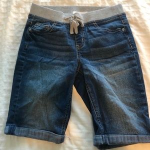 Denim shorts with sweatpant detailing